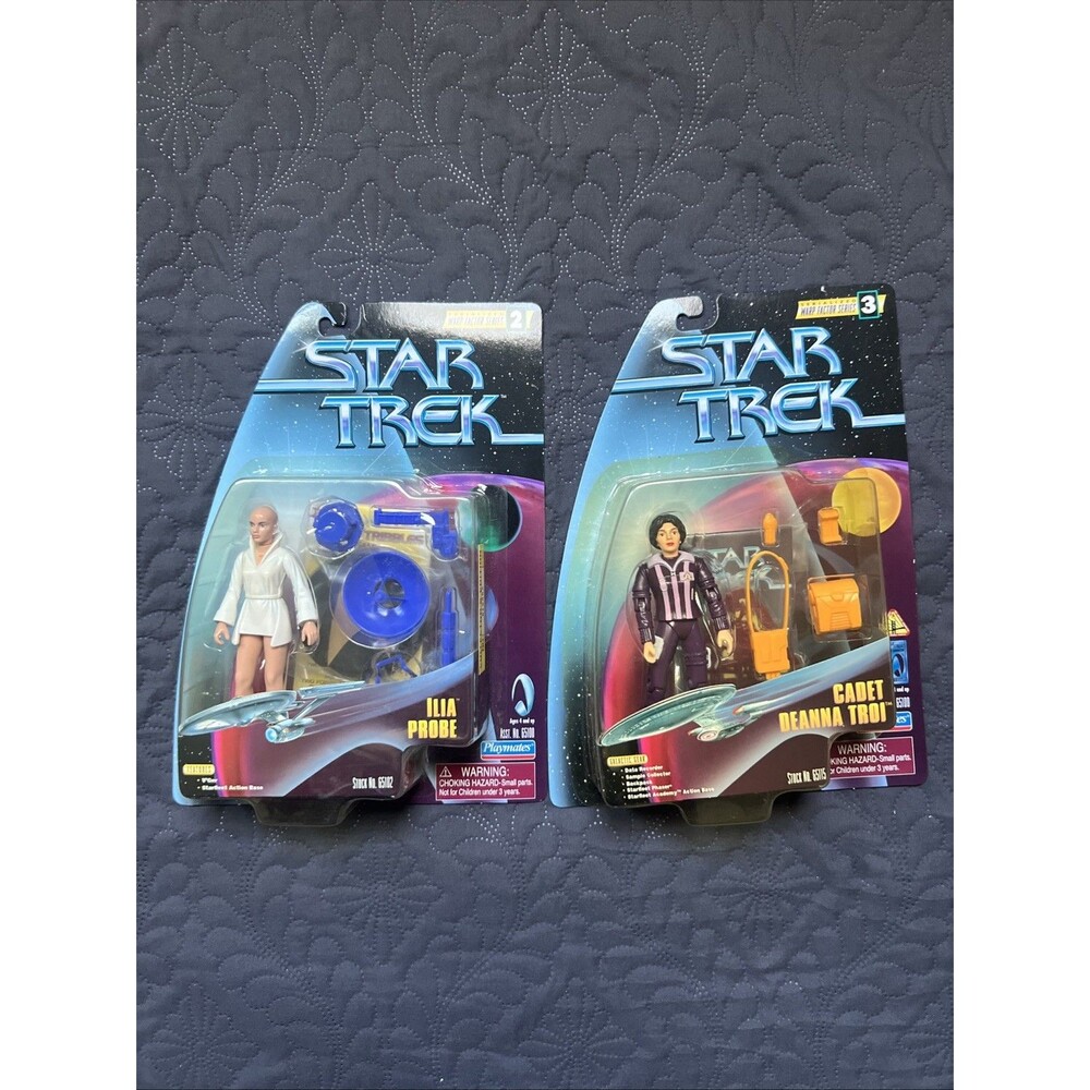 VTG 1997 Playmates Star Trek Warp Factor Series Figures Deanna Troi & Ilia Probe